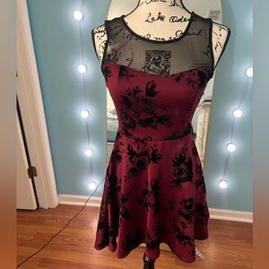 Trixxi Burgundy and Black Floral Mini Dress